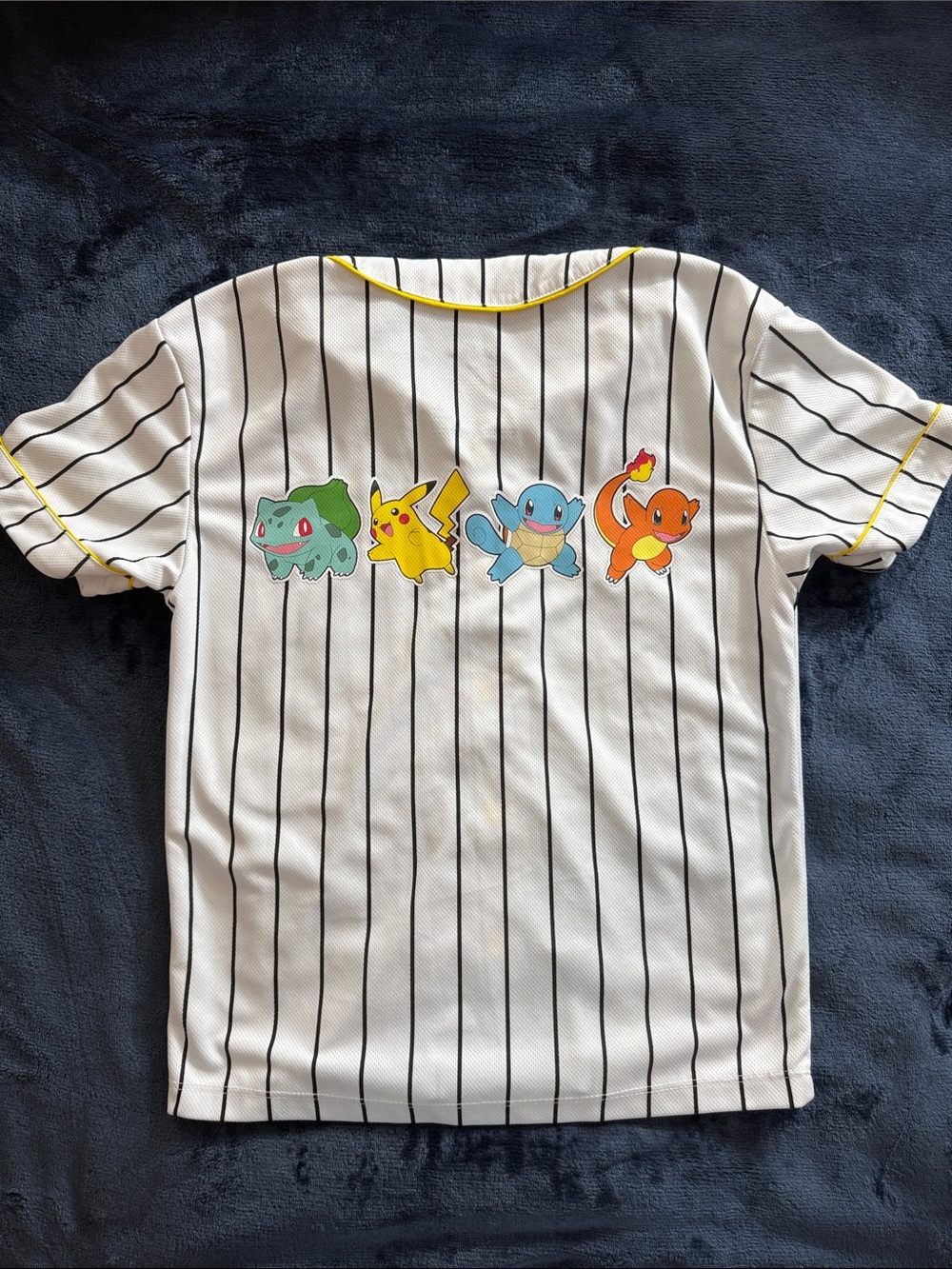 Pokémon Pikachu Striped Baseball Jersey for Kids - White, Black and Yellow - Picture 5 of 6